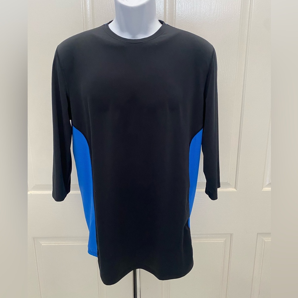 Under Armour Black and Blue Fitted Heatgear Athletic Shirt Sz M